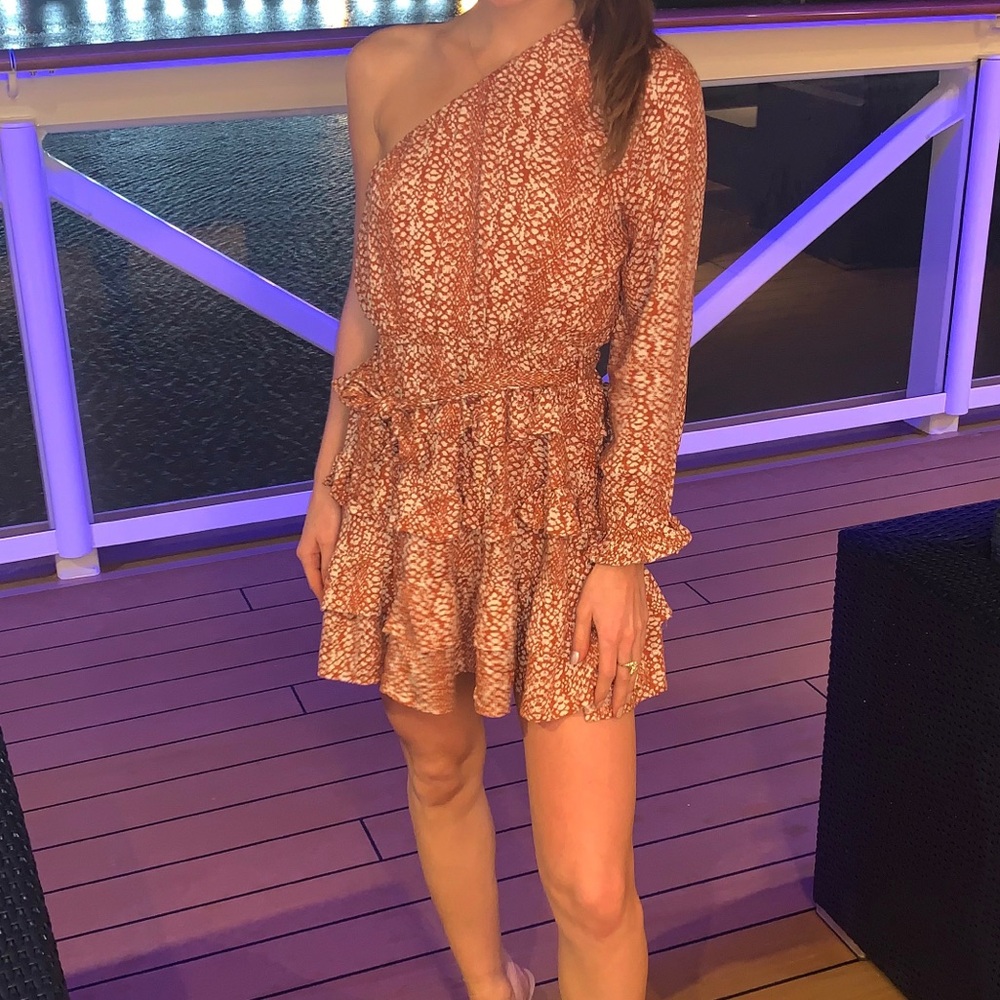 Orange and White Patterned Dress